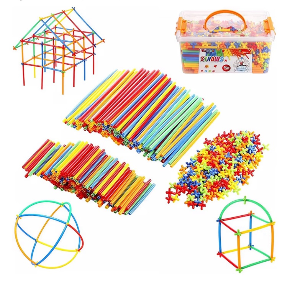 STEM Straw Construction Building Set, 800 pieces, includes ideas & instructions!
